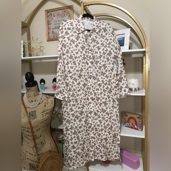 Sadie & Sage Button Down Butterfly Print Shirt Dress NWT - Picture 3 of 6